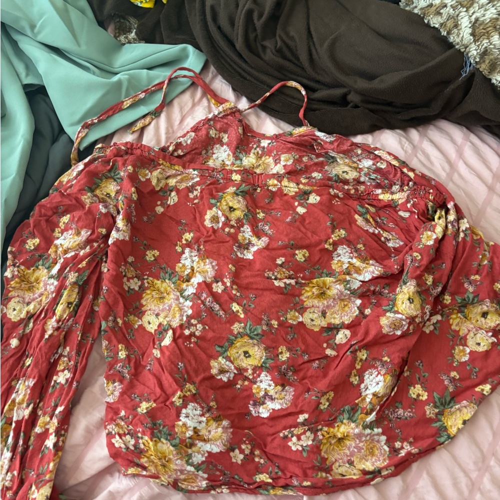 Rewind Red Floral Blouse